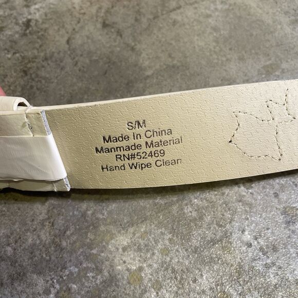 vintage y2k white faux leather nobo belt with embroidered designs - Picture 5 of 7